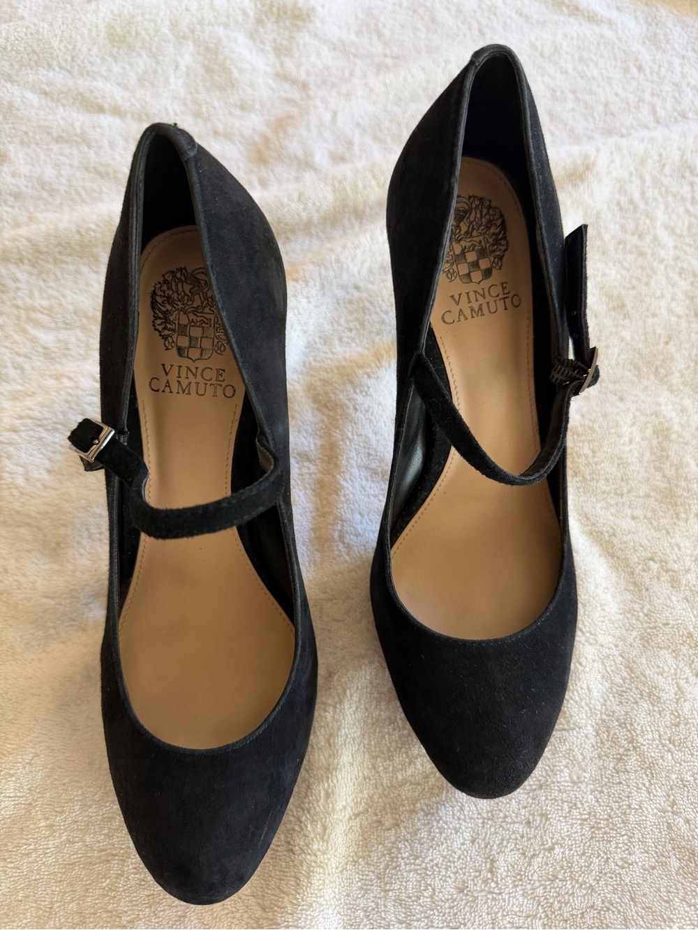 Vince Camuto Black Suede Mary Jane Heels